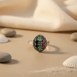 Anillo de Cóctel Chapado en Oro Rosa con Múltiples Piedras Preciosas de Plata 925 para Mujer, Anillos de Moissanita con Incrustaciones Modernos y a la Moda - Product Image 2