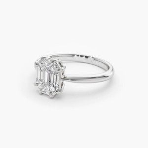 Bague de fiançailles solitaire en diamant véritable taille émeraude étincelante 1,25 CTW certifiée IGI, bijoux personnalisés en or rose 14 carats avec sertissage pavé - Product Image 4