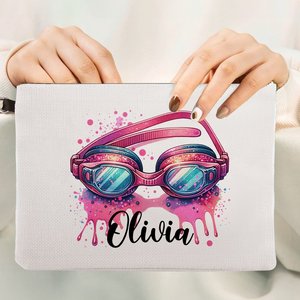 Bolsa de Cosméticos Personalizada para Gafas de Natación Rosas, de Lino y Malla, Estilo Moderno, con Dibujos Animados, Regalo para Amantes del Natación, para Entrenadores y Equipos - Product Image 5