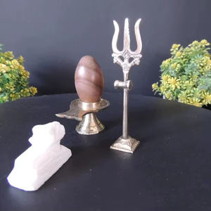 Lord Shiva Trident (Trishul) fait à la main en laiton avec support fabriqué en Inde Sculpture pour la maison et le temple - Product Image 1