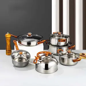 12 Pcs Stainless Steel Pot Set/household Kitchen Items/cooking/casserole Pots