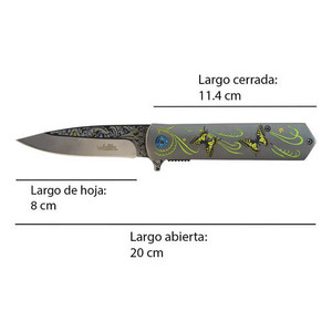 Coltello a serramanico Wallis K900785 con manico in acciaio Damasco e clip a farfalla - Product Image 2