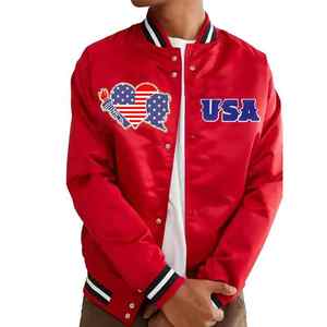 Chaqueta de bombardero de béisbol Varsity de satén transpirable ajustada brillante para hombre nueva llegada elegante chaqueta de invierno con cremallera con servicios OEM - Product Image 1