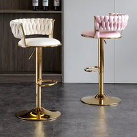 Chaise de Bar Nordique Comptoir Meubles En Métal Velours Pivotant En Cuir Haute Or Moderne De Luxe Tabouret De Cuisine Chaises De Bar pour Table De Bar