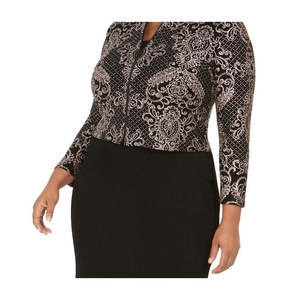 Robe de bal et veste pour femme grande taille Alex Evenings, couleur marron, style vintage, décoration florale, coton, taille XL - pour les soirées d'automne - Product Image 3