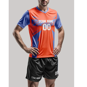 เสื้อฟุตบอลคุณภาพสูงสามารถปรับแต่งได้พร้อมชื่อและหมายเลขเสื้อสำหรับผู้ใหญ่สำหรับนักเรียนเหมาะสำหรับการแข่งขันแบบทีม - Product Image 1