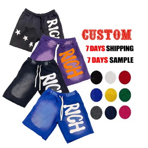 Wholesale Custom Rhinestone Logo Manufacturer Streetwear Vintage Oversized Distressed Stone Acid Wash Quick Dry Jogging <b>Men</b> - Product Image 1