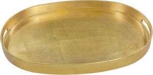 Poignées de plateau décoratives en laiton dorées faites à la main Table basse ovale ottomane de service en aluminium du fournisseur en gros pour le salon - Product Image 2