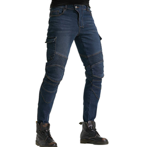 D-Ride Moto Azul oscuro Pantalones vaqueros de motocicleta para hombre Paneles acanalados de secado rápido transpirables Almohadillas extraíbles Protección Logotipo frontal - Product Image 1