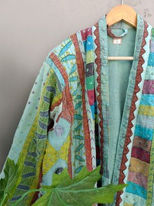 Vintage Kantha veste femmes brodé à la main matelassé coton Robe poche longue coupe hiver plage fête porter nouveauté-taille XL - Product Image 6