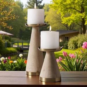 Luxury Modern Wooden Metal <b>Candle</b> Holder <b>Set</b> Handmade Directly Manufacturer for Home Use <b>Christmas</b> Easter <b>Gift</b> Flameless Pillar - Product Image 5