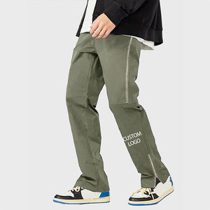 Pantalones de chándal acampanados informales con bordado personalizado OEM para hombre, pantalones de cintura alta de talla grande con cordón apilado - Product Image 1