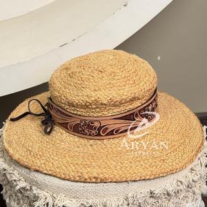Reasonable Price Hand Tooled Leather <b>Hat</b> Band Unisex Adjustable Genuine Leather Band for Sun <b>Hat</b> Braided <b>Hat</b> Bands for Cowgirl - Product Image 1