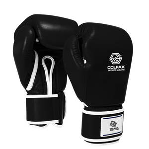 Gants de boxe d'entraînement en cuir durable avec logo personnalisé, évacuation de l'humidité, fermeture auto-agrippante, couleur unie - Product Image 1