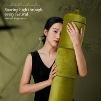 Nouvel oreiller long en bambou de style chinois, coussin de couleur unie, garnissage en fibre de polyester, décoration personnalisée pour la maison