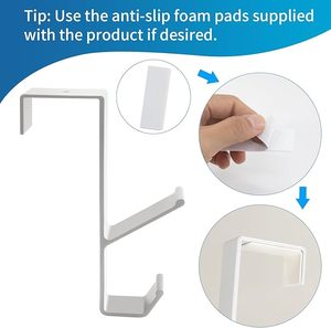 Ganchos sobre la puerta Metal resistente sobre ganchos dobles Percha No se requiere montaje para abrigos Chaquetas Sombreros Toallas Ideal para Baño - Product Image 5