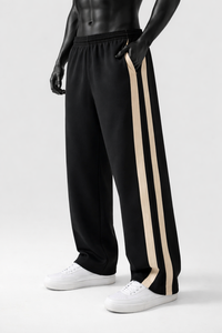 Pantalones de chándal de forro polar con rayas laterales personalizadas para hombre, cintura elástica con cordón, ajuste holgado, pantalones de descanso, venta al por mayor OEM - Product Image 4