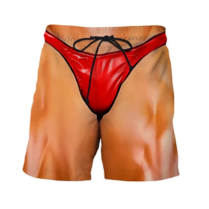 Calzoncillos divertidos con estampado 3D realista de tendencia de verano, pantalones cortos deportivos de playa con estampado 3D de cintura media, diseño llamativo y de secado rápido - Product Image 1