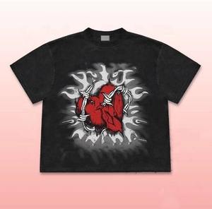 Camiseta gráfica Vintage lavada con ácido de alta calidad para hombres de peso pesado de gran tamaño con patrón de impresión Digital personalizado - Product Image 5