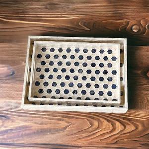 Plateau de service rectangulaire en nacre fait main, motif noir et blanc, accessoire de table moderne pour l'hôtellerie, écologique - Product Image 5