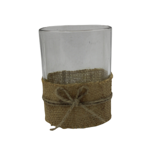 Pot de bougie votif rond en verre/paille de couleur marron au design élégant pour la décoration de table de jardin et d'hôtel faite à la main en vrac - Product Image 4