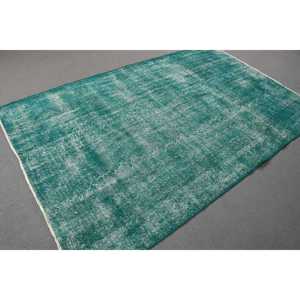 พรมวินเทจขนาด 5.4x8.3 ฟุต พรมตุรกีขนาดใหญ่ พรมลายกราฟิกสีเขียว - Product Image 3