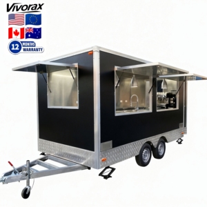 Camion de restauration mobile Tiny Basic entièrement équipé pour café, glaces, barbecue et pizzas, avec cuisine complète et évent d'évacuation sur la véranda - Product Image 1