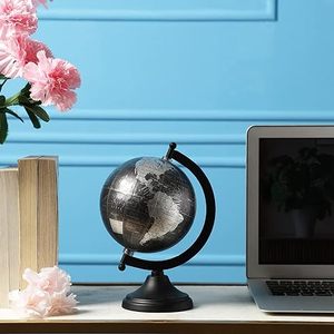TW100 % métal pur nouveau décor de bureau géographie éducatif globe du monde en aluminium boule décorative noir et argent - Product Image 5