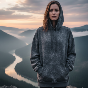 Sudadera con capucha lavada al aire libre Mujer Invierno Fleece Zip-Up Hood Top Ladies Fleece Cotton Acid Wash Hoodies Ladies - Product Image 1