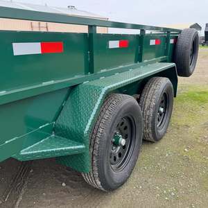 À vendre : Remorque utilitaire robuste à double essieu de 7'x14' avec côtés de 2' et porte arrière en filet, couleur verte - Product Image 5