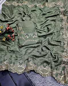 Saris de seda Banarasi, ropa de fiesta india de primera calidad con aspecto elegante y hermoso tejido a precio mayorista - Product Image 2