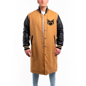 Personnalisé 100% laine Vintage Baseball hiver Bomber Long manteau collège hommes Letterman veste Chenille broderie support avant - Product Image 1