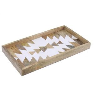 Plateau de service en bois et résine artisanal pour les repas et les boissons, accessoires de cuisine de la meilleure qualité, plateaux en bois rectangulaires, plateau de petit-déjeuner - Product Image 1