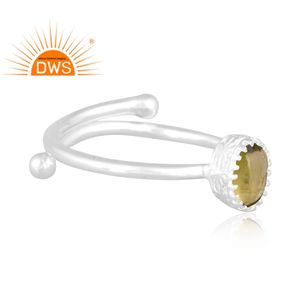 แหวนพลอยเพอริดอตธรรมชาติแร่เงินสเตอร์ลิงแหวนวางซ้อนกันได้ผู้ผลิตเครื่องประดับตามสั่ง - Product Image 2