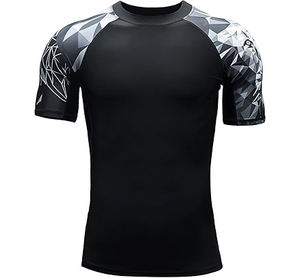 HUGE SPORTS Rash Guard à manches courtes pour homme, protection solaire UV UPF 50+ - Product Image 1