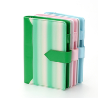 Nouveau carnet portable A6 tendance 2026 avec rayures dégradées esthétiques, style preppy et boucle magnétique