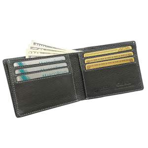 Castello Portefeuille en cuir souple à deux volets pour hommes Protection RFID Large compartiment ouvert court Polyester noir Expédition rapide - Product Image 1