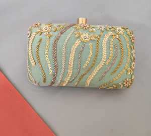 Sacs de soirée en tissu d'embrayage à main de pièce de travail de broderie de luxe pour les fêtes de mariage exportation mondiale à bas prix de l'Inde - Product Image 6