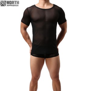Camiseta Sexy a la moda para hombre, camisetas de malla transparente a cuadros, camiseta exótica para hombre Gay, ropa de Club, ropa de dormir fetiche, camiseta interior - Product Image 4