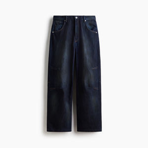 Jeans baggy à plis pour hommes et femmes, pantalon en denim décontracté de style streetwear, look vintage, jambe large, mode décontractée - Product Image 3