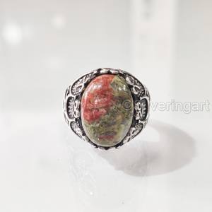 Anillo para hombre al por mayor, unakita natural, jaspe, piedra preciosa, anillo de todos los tamaños, joyería de Navidad otomana, anillo de Plata de Ley 925 - Product Image 2