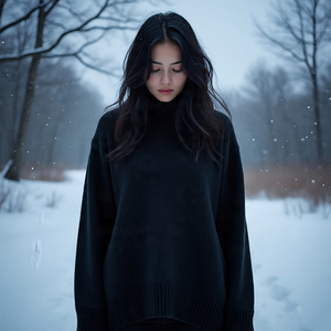 เสื้อสเวตเตอร์ผ้าขนโมแฮร์แขนยาวแบบสวมหัวแขนยาวเปิดไหล่สำหรับผู้หญิง - Product Image 2