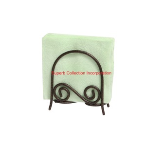 Modern Wooden Napkin <b>Holder</b> With Black Metal Wire Frame Elegant Triangular Tabletop <b>Tissue</b> Dispenser For <b>Kitchen</b> Dining Room - Product Image 5