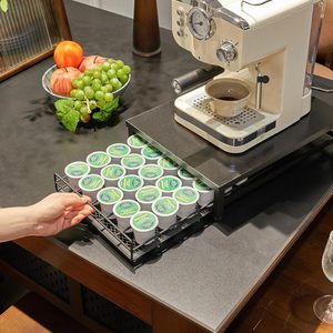 ลิ้นชักเก็บฝักกาแฟทำจากไม้อะคาเซียสำหรับใส่ฝักกาแฟถุงชา K ที่วางแก้วกล่องเก็บของในห้องครัว - Product Image 1