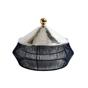 Top-Quality White Powder Coated Steel Chafing Dish Laser Cut Design and Silver Plated Stand Perfect for Buffet and Event Serving - Product Image 4