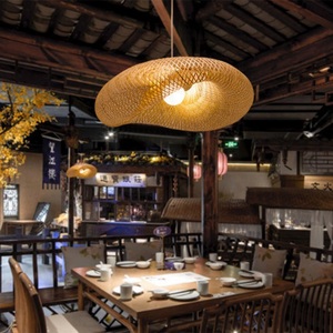 SIMIG Wabi Sabi Style <span class=keywords><strong>bambou</strong></span> tissé chapeau de paille suspension lustres lampes suspendues pour salon de thé Restaurant hôtel chez l'habitant - Product Image 2