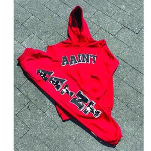 Chándal Vintage Personalizado con Cierre de Cordón para Hombre y Mujer, Ropa Urbana con Bordes Enrollados, Bordado de Patchwork, Ropa Sólida para Hombre - Product Image 4