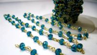 Blauer Topas Hydro-Quarz Rosenkranz-Kette Facettierte Rondell-Perlen 3mm Größe Perlenkette für Schmuckherstellung