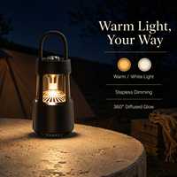 Lanterne de camping portable avec haut-parleur Bluetooth 5.3, étanche, audio sans fil, lumière, batterie 4000 mAh pour pique-nique en plein air