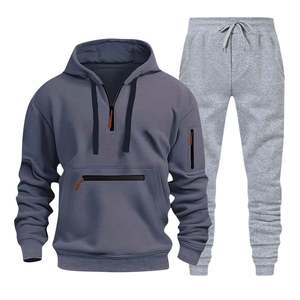 High Quality Cotton Fleece Tracksuit For <b>Men</b> <b>Slim</b> Fit <b>Men's</b> Two piece Factory Direct Hooded Athletic Street and Sports Wear - Product Image 3